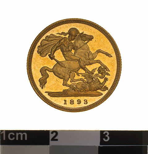 Proof Coin - Half Sovereign, Victoria, Australia, 1893, photographed by Museums Victoria