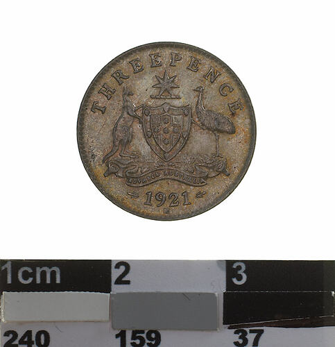 Coin - Threepence, Australia, 1921, photographed by Museums Victoria