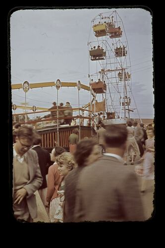 Digital Photograph - Ferris Wheel & Crowds at Royal Melbourne Show, Ascot Vale, 1956