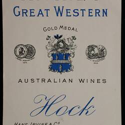 Wine Label - Great Western Winery, Hock, 1905-1918