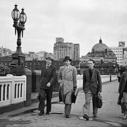 Ivan Kucan and friends on Princes Bridge, with Flinders Street Station in background