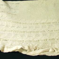 Baby Blanket - Knitted, Cream Wool, circa 1950s