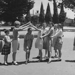 Photograph - Girls Playing 'Oranges & Lemons' Game, Dorothy Howard Tour, Melbourne, 1954
