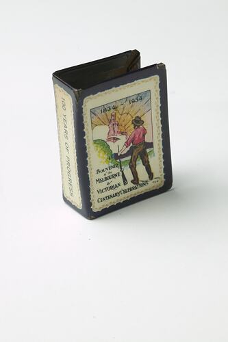 U-shaped tin matchbox case.