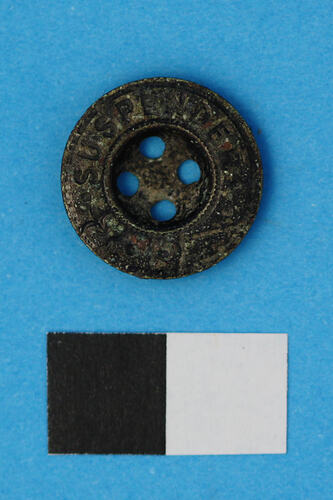 Button Closure - Copper alloy, Black, Enamelled Embossed, Rouletted Dots