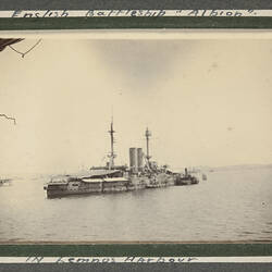 Photograph - HMS Albion, Lemnos Harbour, Greece, Trooper George Simpson Millar, World War I, 1915