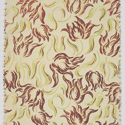 Artwork - Design for Textiles, Flowers & Leaves, Brown & Green, circa 1950s