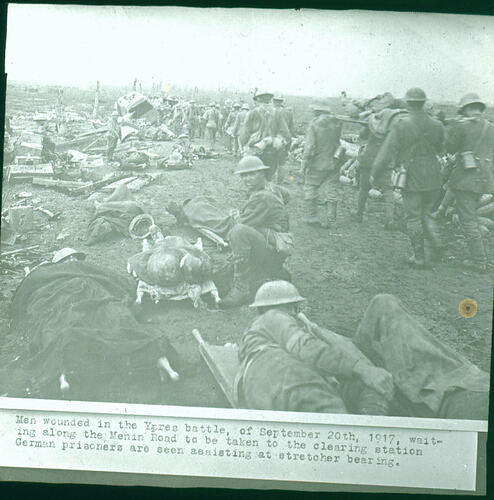 Lantern Slide - 'Men Wounded in the Ypres Battle', 1917