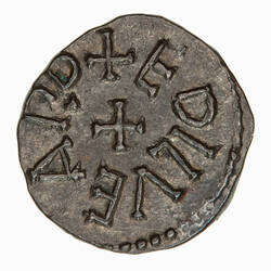 Coin, round, central cross; text around, + EDILVEARD.