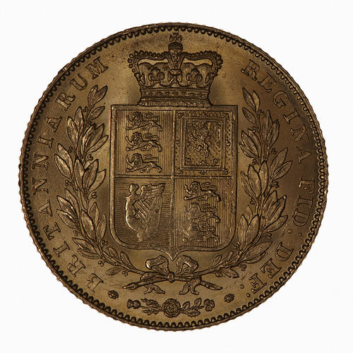 Coin - Sovereign, Queen Victoria, Great Britain, 1843 (Reverse)