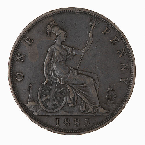 Coin - Penny, Queen Victoria, Great Britain, 1885 (Reverse)
