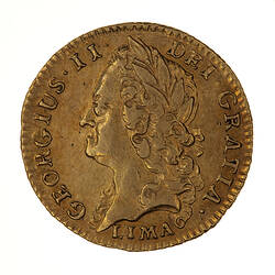 Coin - Half-Guinea, George II, Great Britain, 1745 LIMA (Obverse)