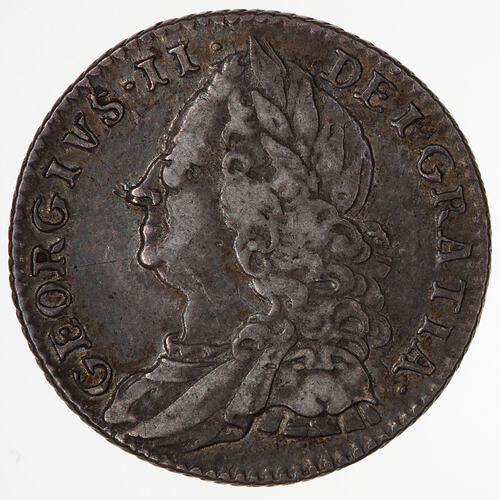 Coin - Sixpence, George II, Great Britain, 1757 (Obverse)