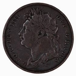 Coin - Farthing, George IV, Great Britain, 1821 (Obverse)
