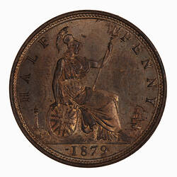Coin - Halfpenny, Queen Victoria, Great Britain, 1879 (Reverse)