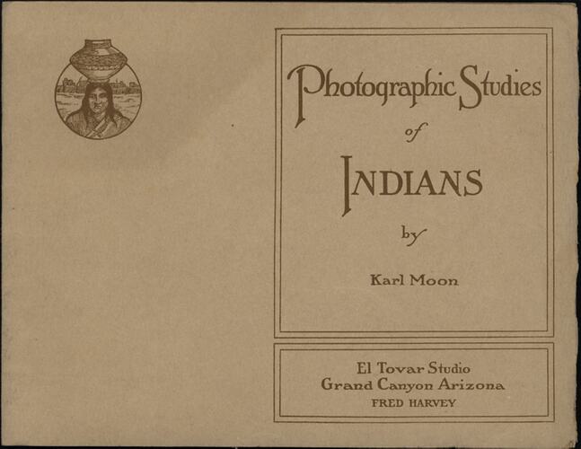 Cover of a booklet, brown with fancy script.