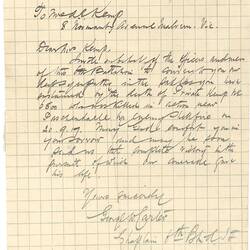 Letter - Chaplain George W. Carter to Mrs Annie Kemp, 27 Nov 1917