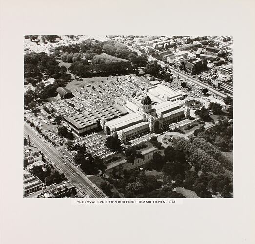 Photograph - Aerial View of the Exhibition Building from South West, Melbourne, 1973