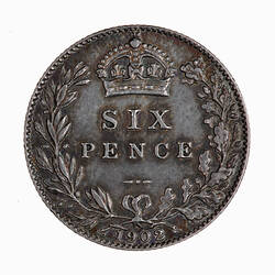 Coin - Sixpence, Edward VII, Great Britain, 1902 (Reverse)