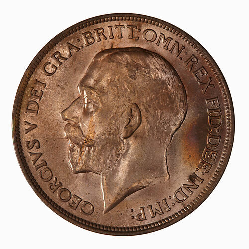 Coin - Penny, George V, Great Britain, 1913 (Obverse)