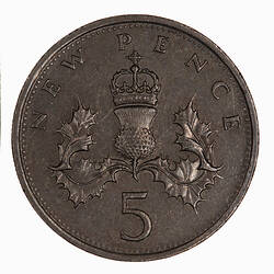 Coin - 5 New Pence, Elizabeth II, Great Britain, 1979 (Reverse)