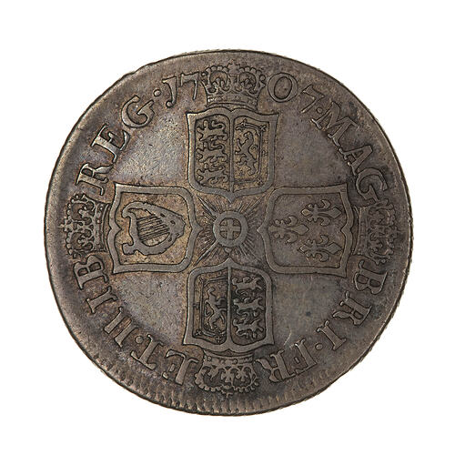 Coin - 1 Shilling, Queen Anne, England, Great Britain, 1707 (Reverse)