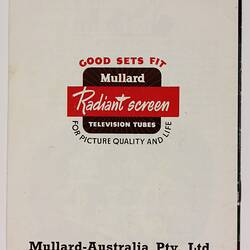 Booklet - `Good Sets Fit', Mullard Radiant Screen Television Tubes, 1956