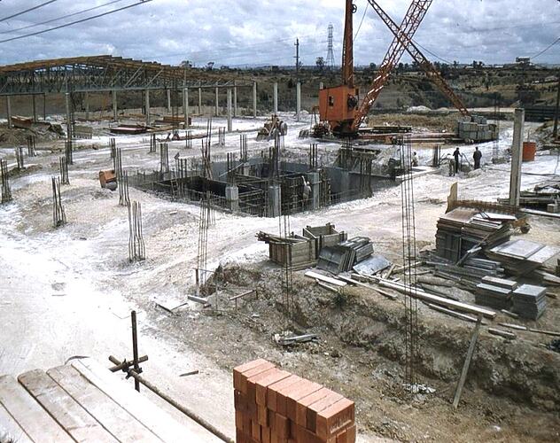 Slide - Kodak Australasia Pty Ltd, Construction of Emulsion Department Building, Kodak Factory, Coburg, 1958