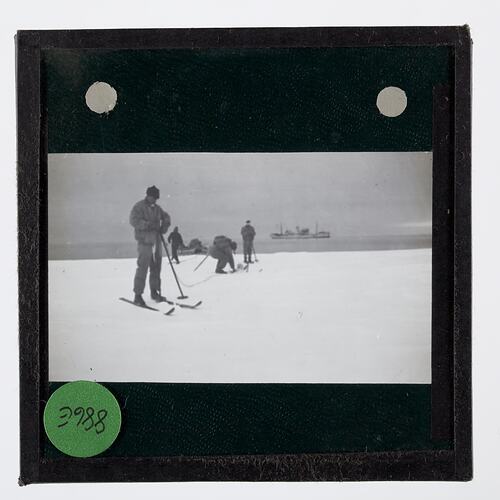 Lantern Slide - Discovery II Explorers on the Ross Ice Barrier, Ellsworth Relief Expedition, Antarctica, 1935-1936