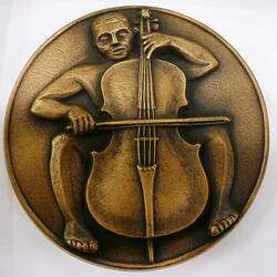 Medal - 'Music - The Cellist', Michael Meszaros, Victoria, Australia, 1970