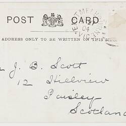 Postcard - Condun's Gully, Healesville, To J. B. Scott from Marion Flinn, Melbourne, 27 Apr 1904