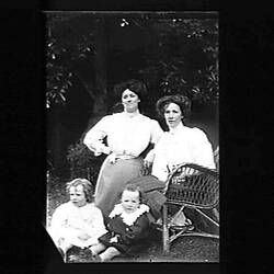 Glass Negative - Olive Moore, Leila Kent & Children, South Yarra, Victoria, Oct 1909