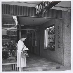 Photograph - Kodak Australasia Pty Ltd, Woman Outside Shop, Hobart, Tasmania, circa 1959