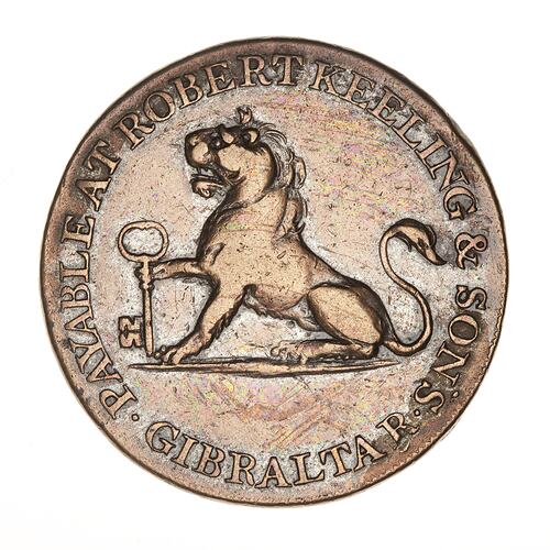 Token - 2 Quartos, Robert Keeling & Son's, Gibraltar, 1810