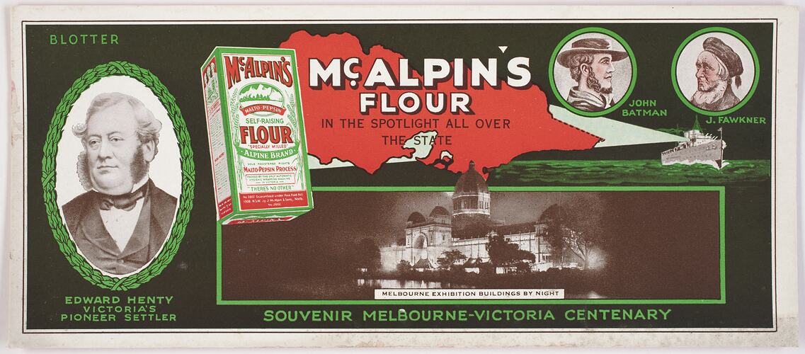 Blotter - McAlpin's Flour, Souvenir Melbourne-Victoria Centenary, 1934