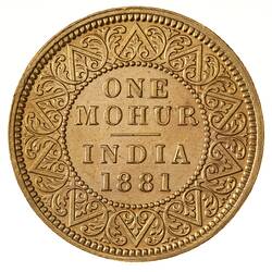 Coin - 1 Mohur, India, 1881