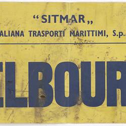 Baggage Label - Sitmar Line, Melbourne, circa 1950s