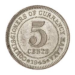 Coin - 5 Cents, Malaya, 1945