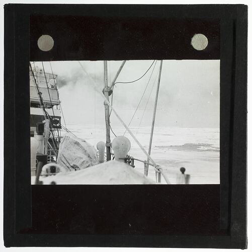 Lantern Slide - Discovery II in Heavy Pack Ice, Ross Sea, Ellsworth Relief Expedition, Antarctica, 1935-1936
