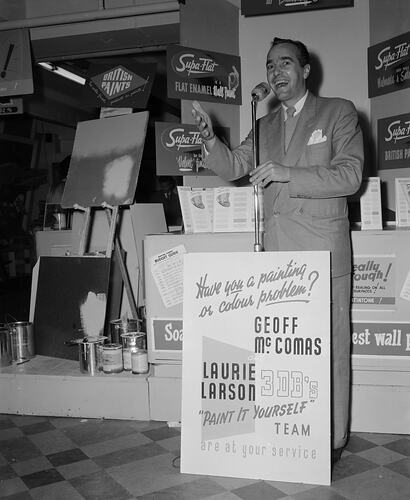 British Paints, Promotional Presentation, McEwans Hardware Store, Victoria, Aug 1954