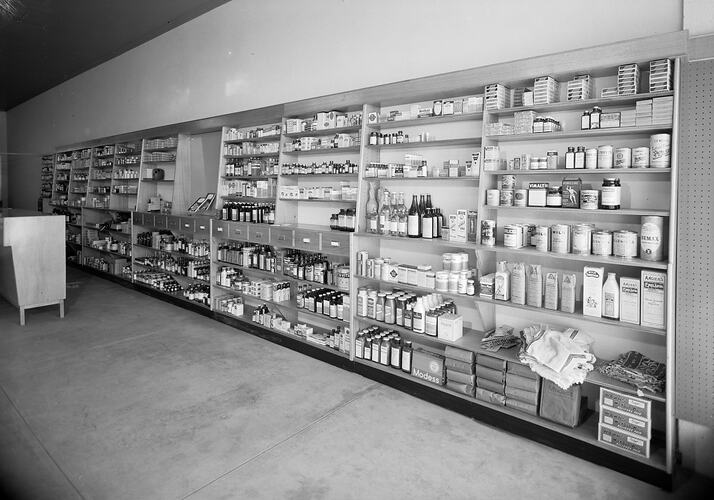Interior of a Pharmacy, Victoria, Nov 1954