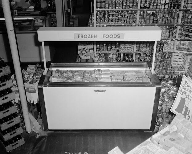 A Refigerated Display Cabinet in Grocery Store, Victoria, 1954-1955