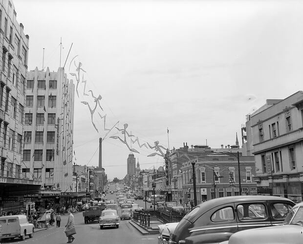Street Decorations, Russell Street, Melbourne, Victoria, 1956