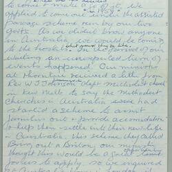 Manuscript - Notes for Talk on Emigrating, Inverloch, Victoria.