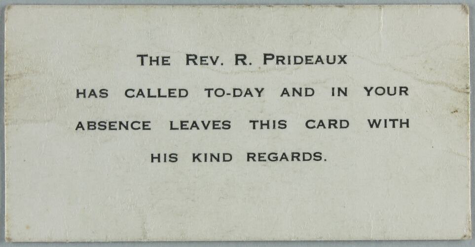 Calling Card - Rev. R. Prideaux