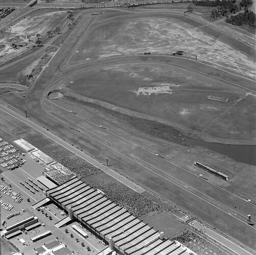 Negative - Aerial View of Sandown Racecourse, Springvale, Victoria, 27 Dec 1969