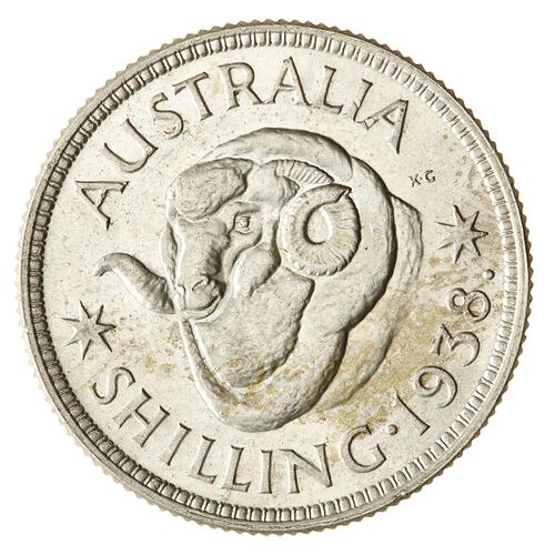 Coin - 1 Shilling, Australia, 1938, photographed by Museums Victoria