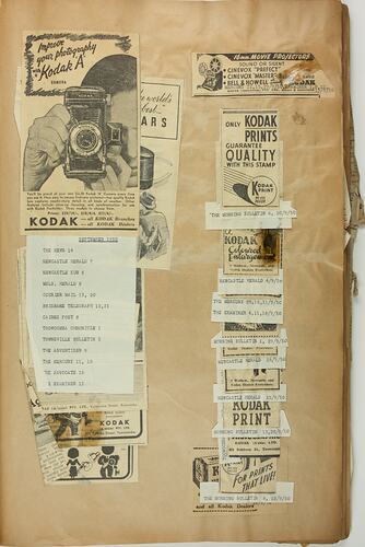 Scrapbook - Kodak Australasia Pty Ltd, Advertising Clippings, Abbotsford, 1949-1952