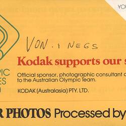 Envelope -  Photographs, Kodak Australasia Pty Ltd, 'Color Photos', Olympic Games Special Edition, 1980