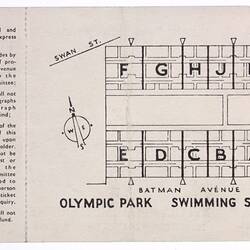 Ticket - Swimming, Olympic Park Swimming Stadium, 3 Dec 1956